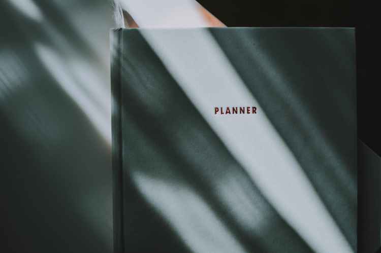 black and white planner book